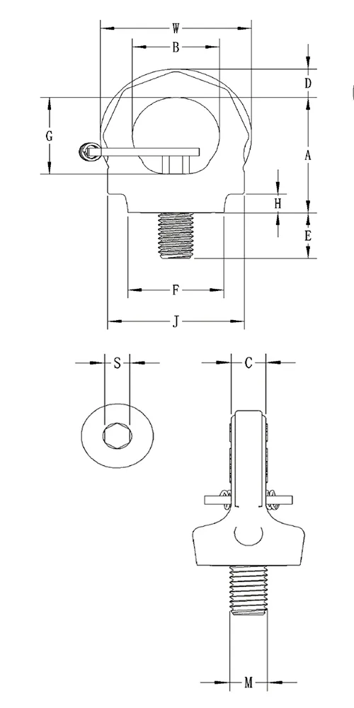 Metric Thread Key Eye Point (with Self Locking Plate), BLT103
