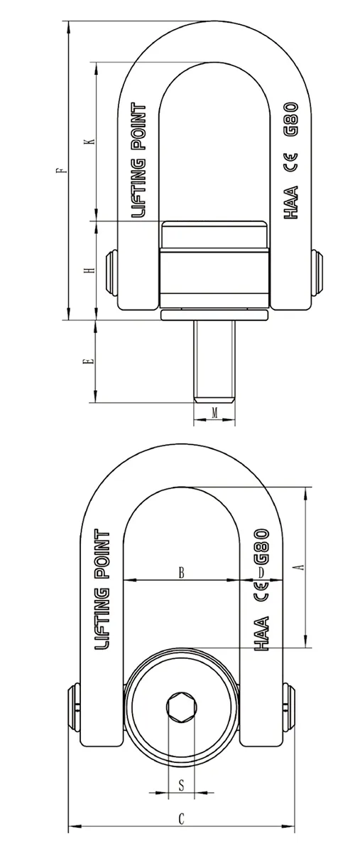Metric Thread Swivel Hoist Ring, BLTS